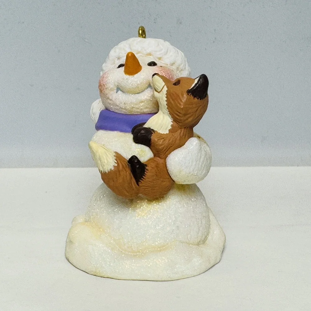 Snow Buddies Christmas Ornament‎ Snowman With Fox 1999 Vtg